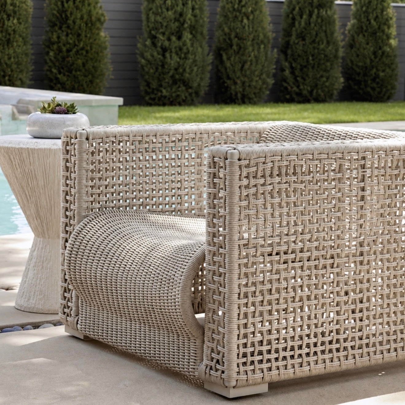 Guidry Outdoor Lounger Chair Rope Buff