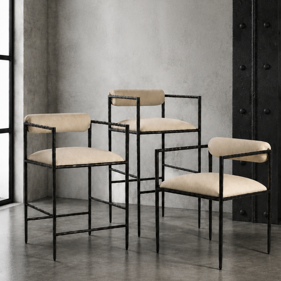 Barbana Bar Stool Oxford White Performance Fabric