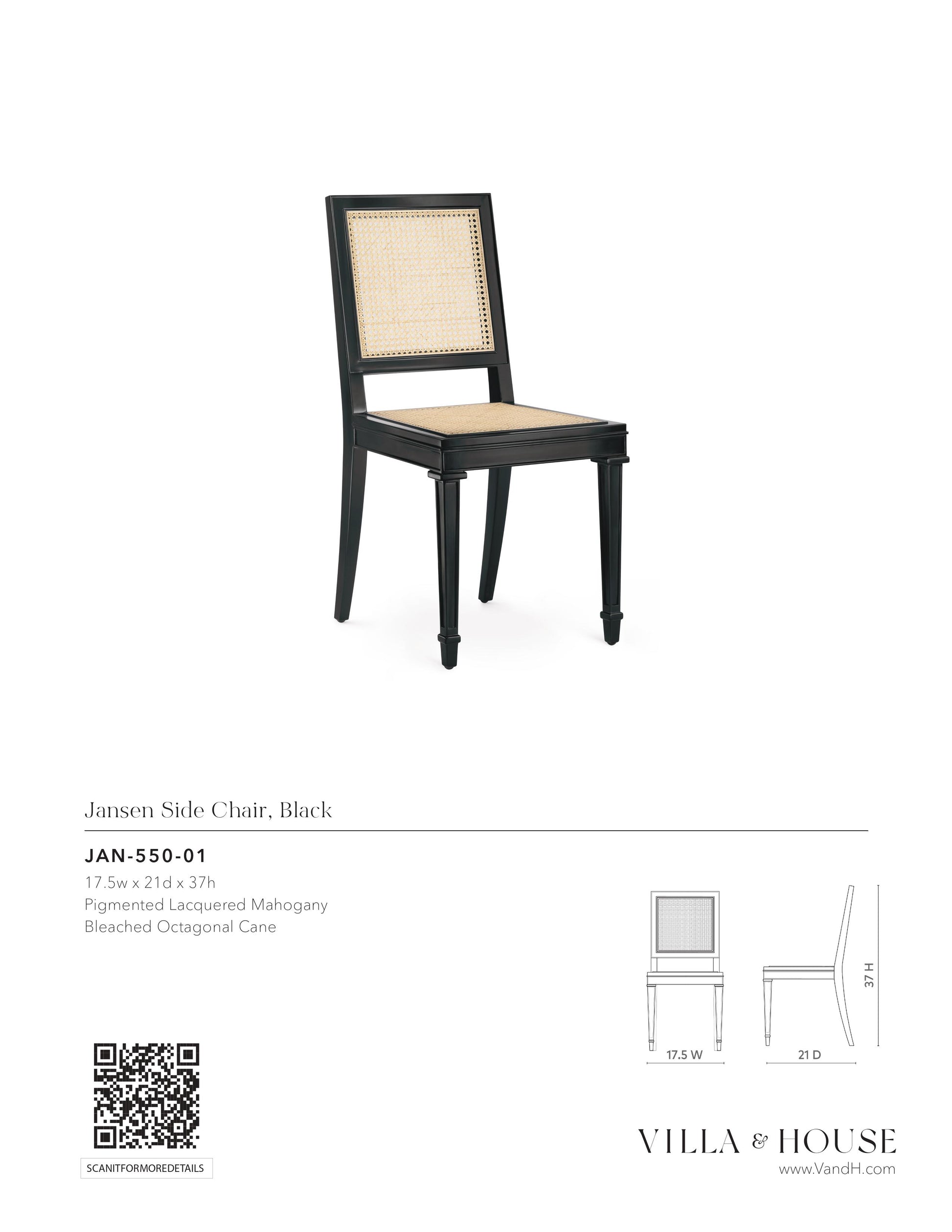 villa and house jansen side chair black tearsheet