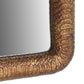 Mirror with a textured brown frame on a white background