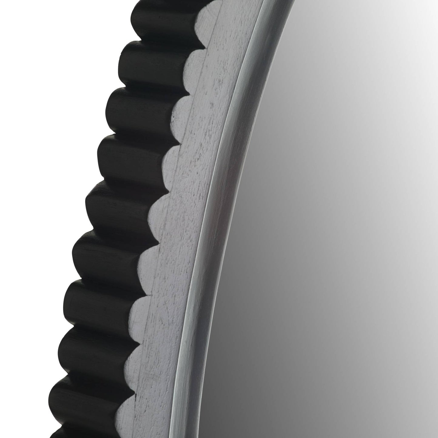Close-up of a gear with teeth on a white background