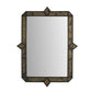 Decorative mirror with a black and gold frame on a white background
