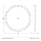 Technical drawing of a circular mirror with dimensions labeled