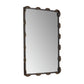 Rectangular mirror with decorative bronze frame on a white background
