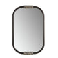An rectangular wall mirror with a dark charcoal gray frame and textured gray and beige woven accent bands at the top and bottom, shown against a plain white background.