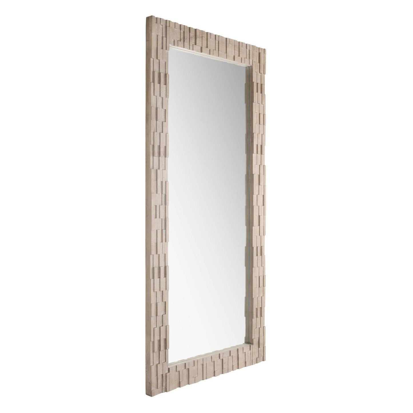 Rectangular mirror with a mosaic frame on a white background