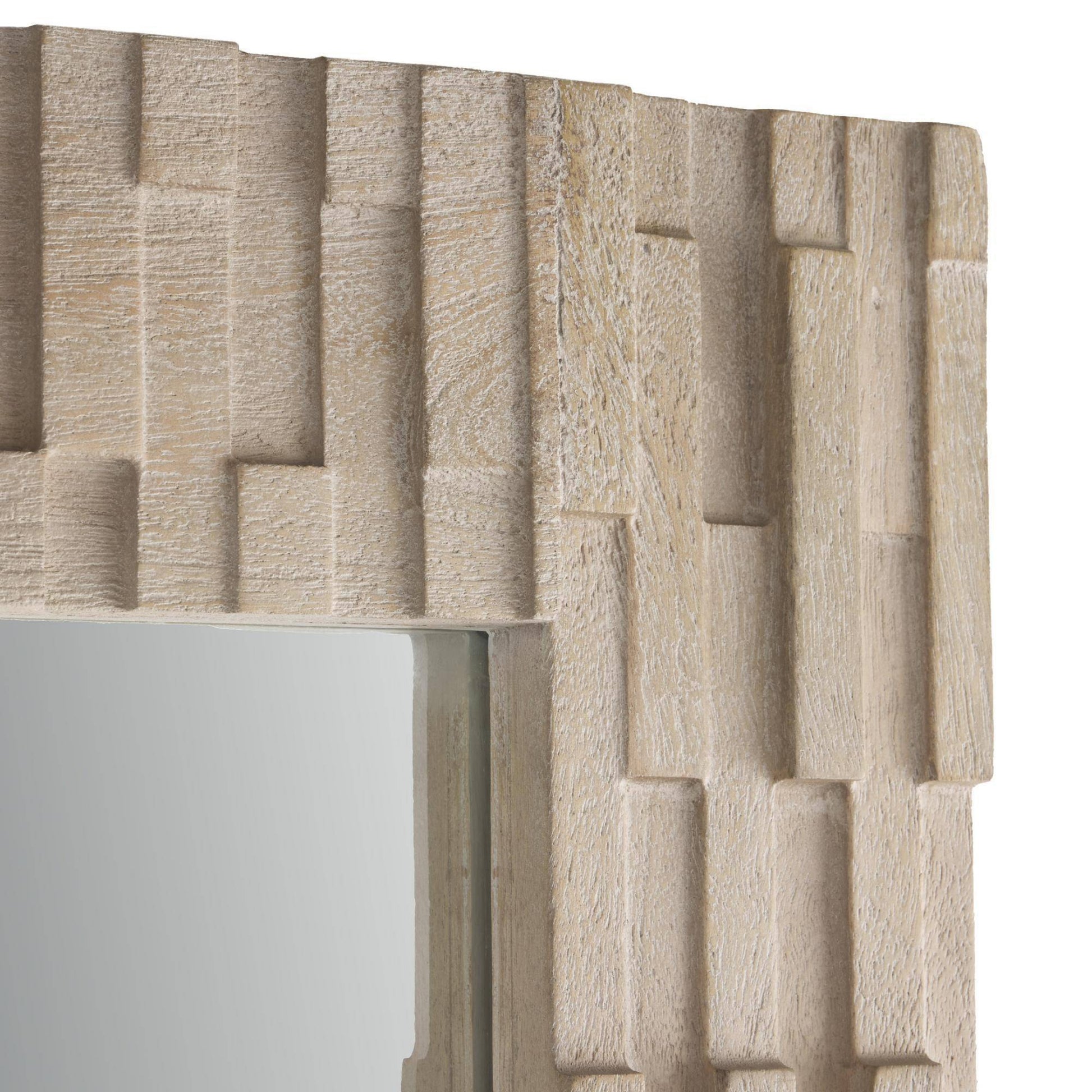 Textured stone wall panel with geometric pattern on a white background