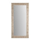 Rectangular mirror with a wooden frame on a white background