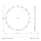 Technical drawing of a round mirror with dimensions labeled, featuring the brand 'Arteriors'.