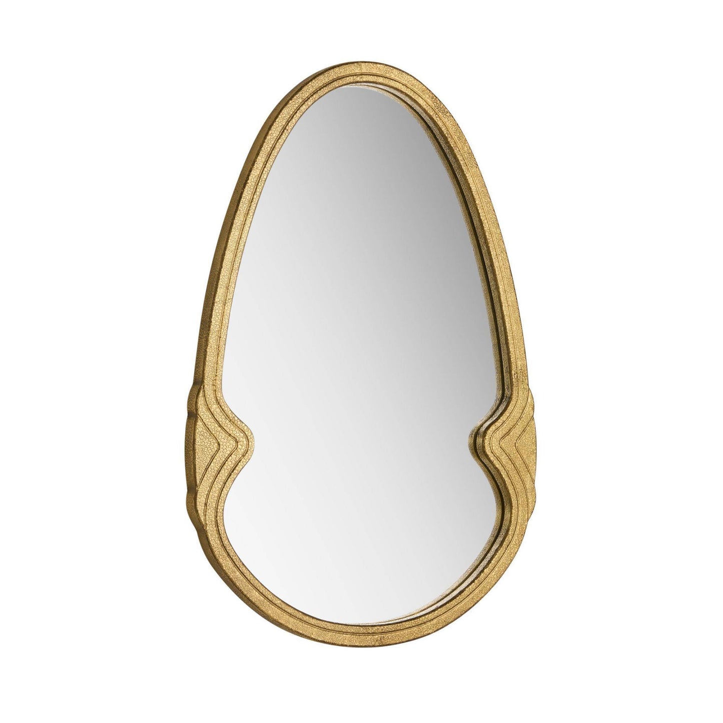 Gold-framed mirror on a white background