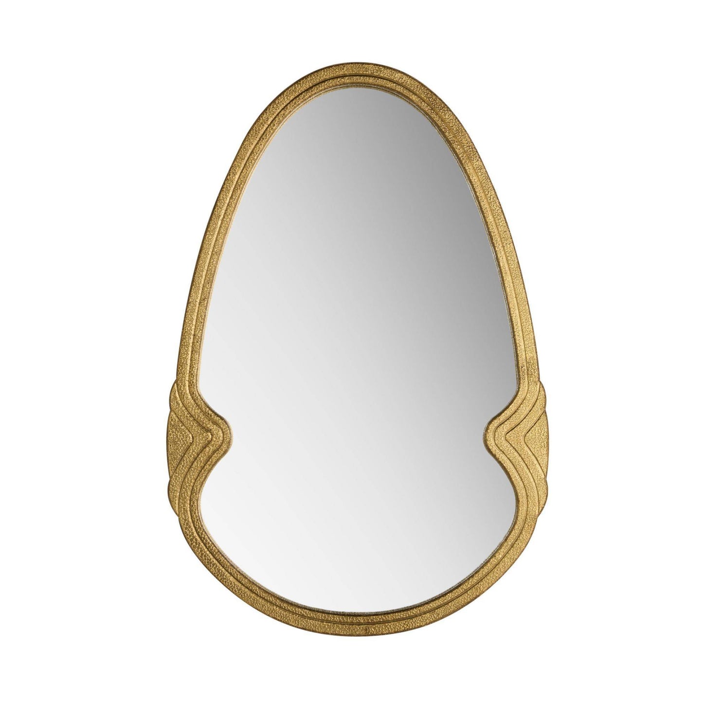 Gold-framed mirror on a white background