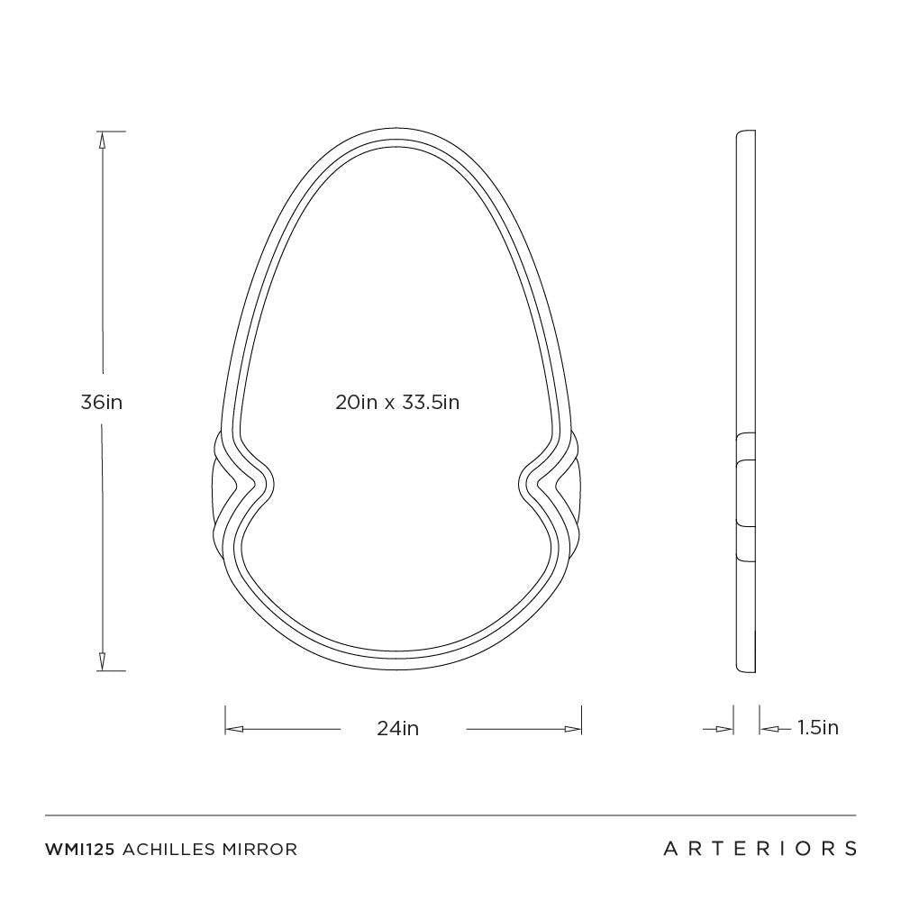 Technical drawing of the Achilles mirror with dimensions labeled