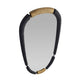 Round mirror with gold and black frame on a white background