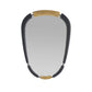 Decorative mirror with black frame and gold accents on a white background