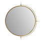 Round mirror with gold frame on a white background