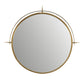 Round mirror with gold frame on a white background