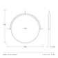 Technical drawing of a circular mirror with dimensions on a white background