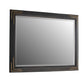 Rectangular mirror with a decorative black frame on a white background