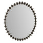 Round mirror with decorative black frame on a white background