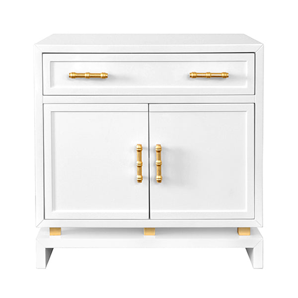worlds away marcus white 2 drawer 2 door cabinet front