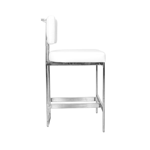 wolrds away baylor counter stool nickel and white vinyl side