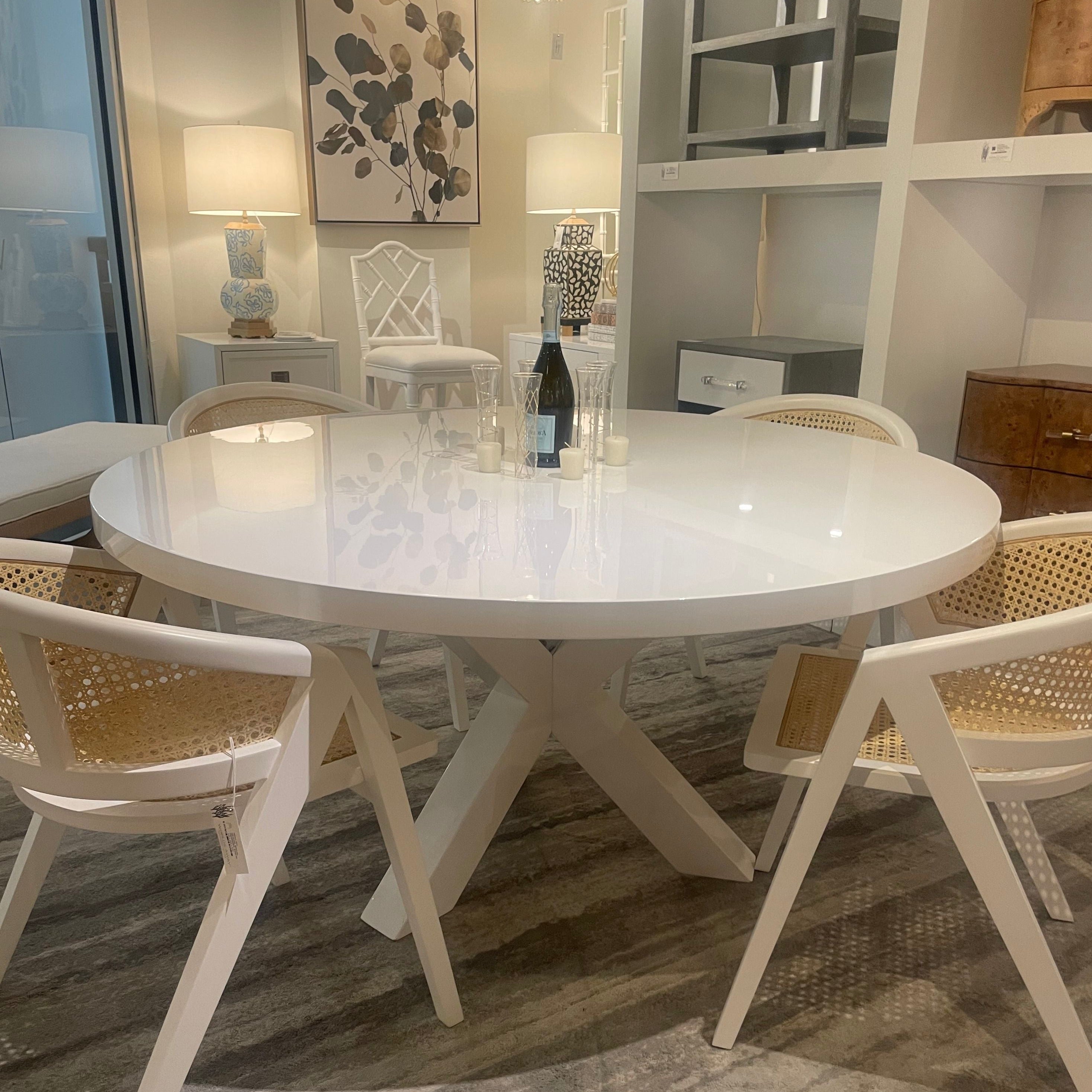 Lacquer round deals dining table