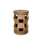 A modern geometric wooden stool with a hexagonal open-frame design and a round seat and base, shown on a plain white background.