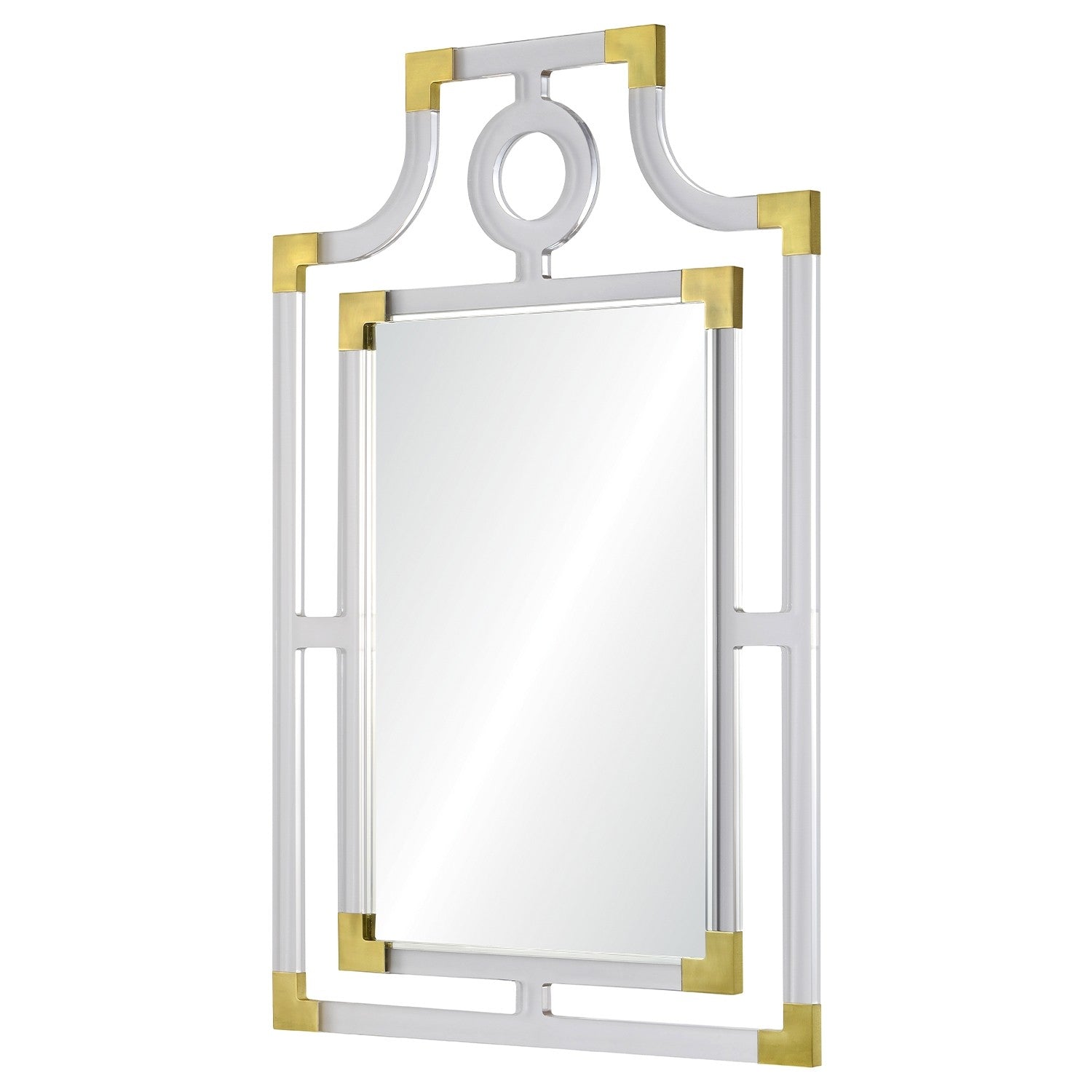 mirror home acrylic and brass pagoda mirror