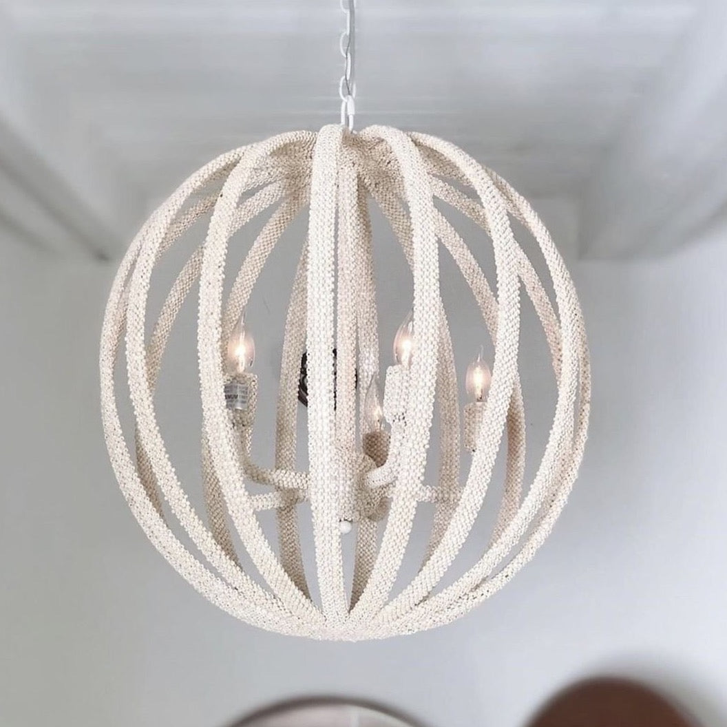 Palecek madera coco chandelier round hanging