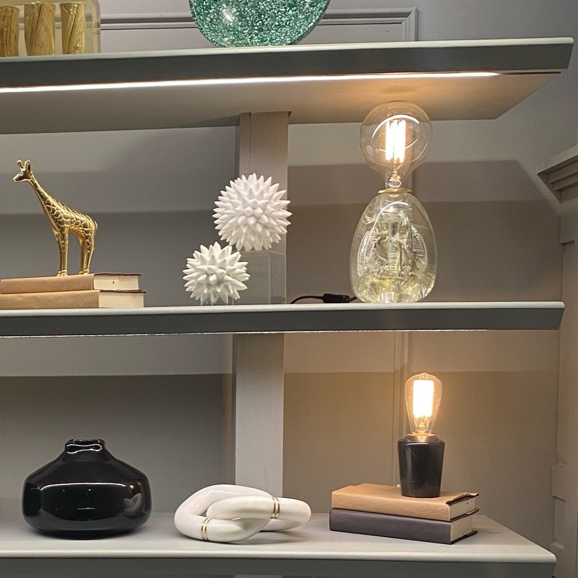 made goods amber bookcase lamp showroom
