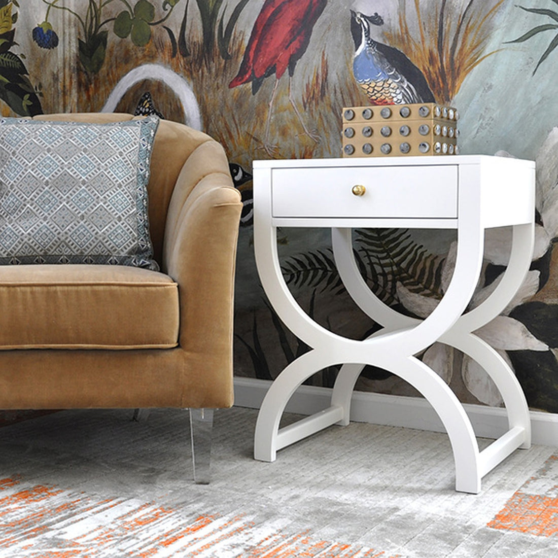 Worlds Away Alexis Side Table Matte White Lacquer CLAYTON GRAY HOME