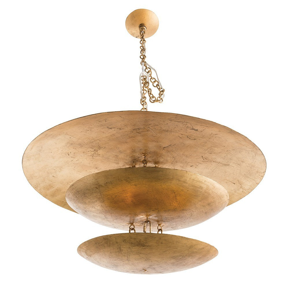 arteriors home florko chandelier gold leaf eight light design modern lighting bottom and side view