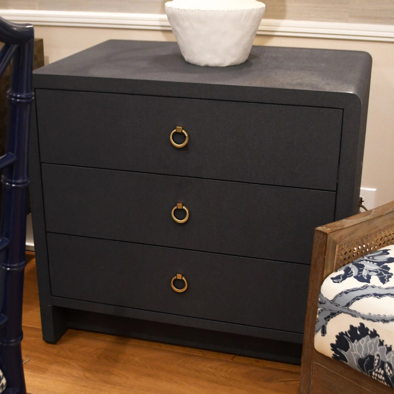 bungalow 5 bryant 3 drawer side table navy blue