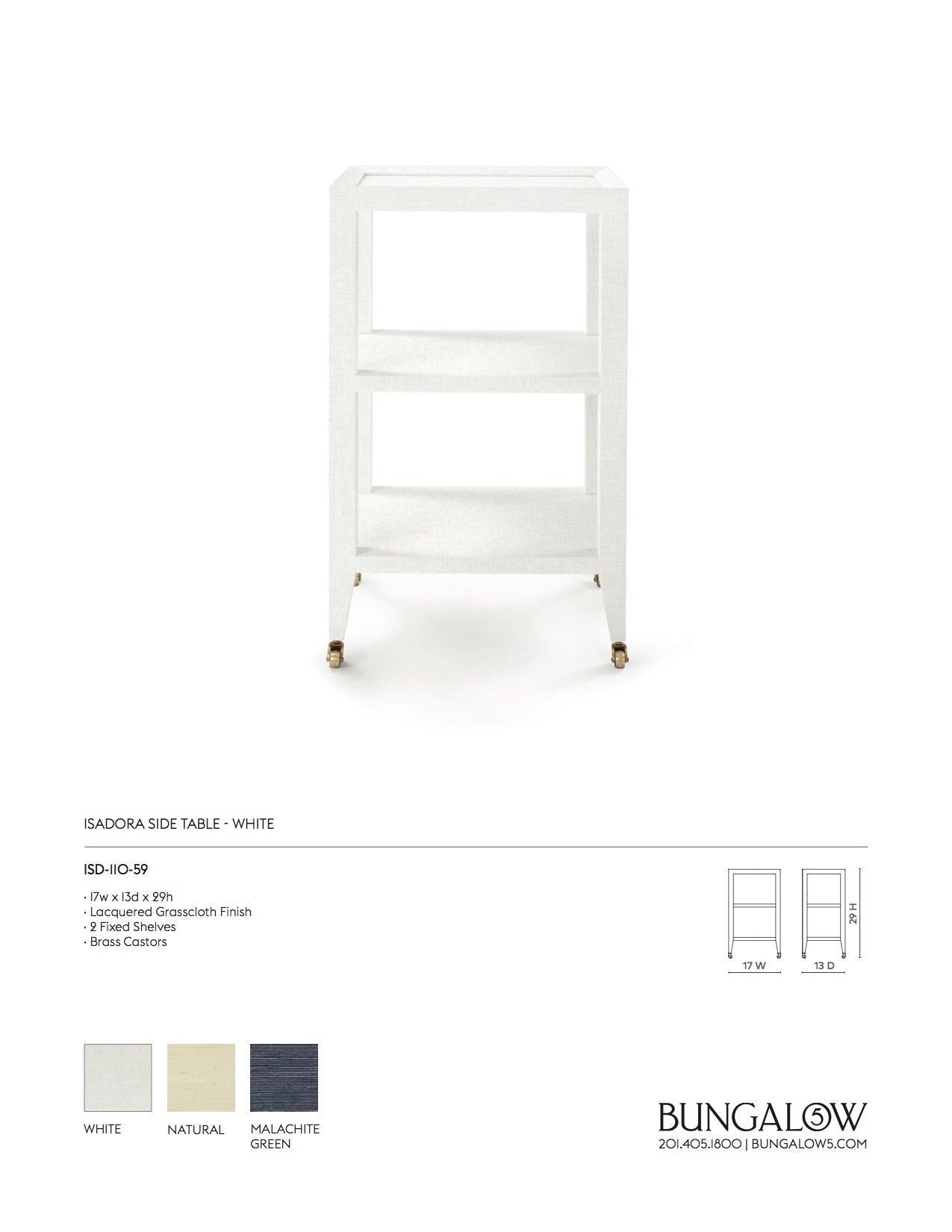 Bungalow 5 Isadora Side Table White Tearsheet