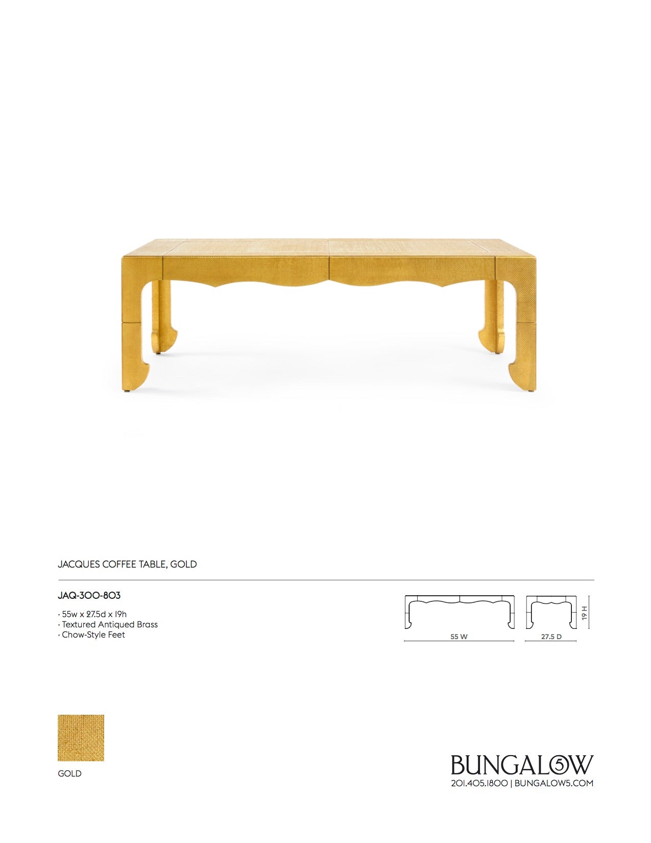 Bungalow 5 Jaques Coffee Table Antique Brass Tearsheet
