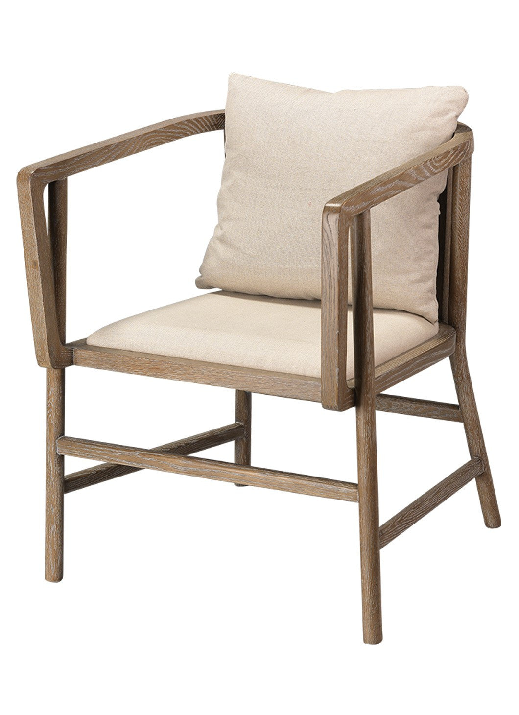 Jamie Young Grayson Arm Chair Grey Wood Off White Linen
