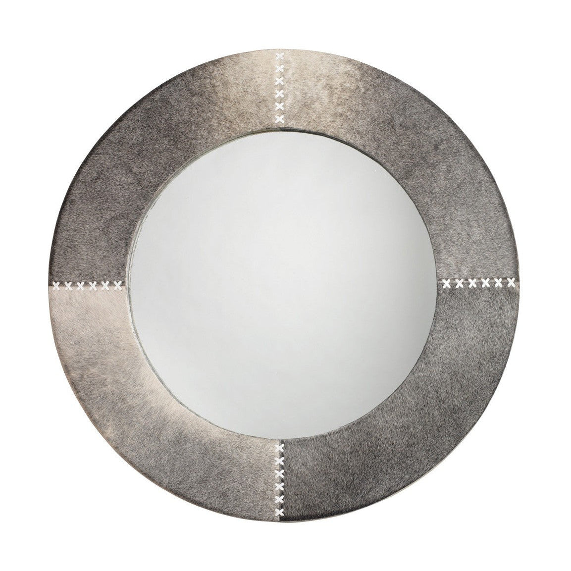Jamie Young Round Cross Stitch Mirror Grey Hide – CLAYTON GRAY HOME