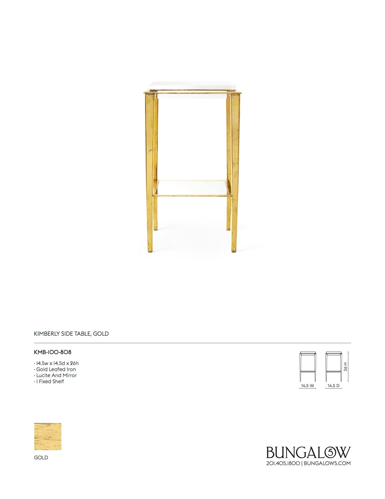 Bungalow 5 Kimberly Side Table Tearsheet