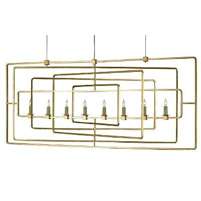 currey and company metro rectangular  chandelier gold leaf metal