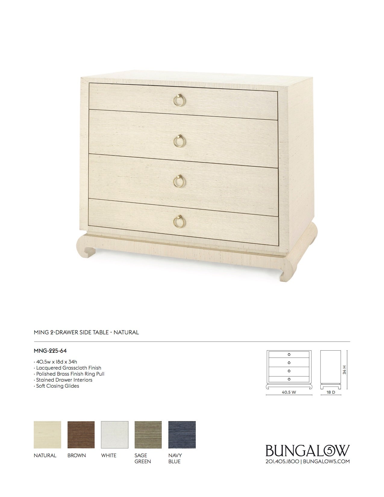 Bungalow 5 Ming Large 4 Drawer Chest Natural Tearsheet