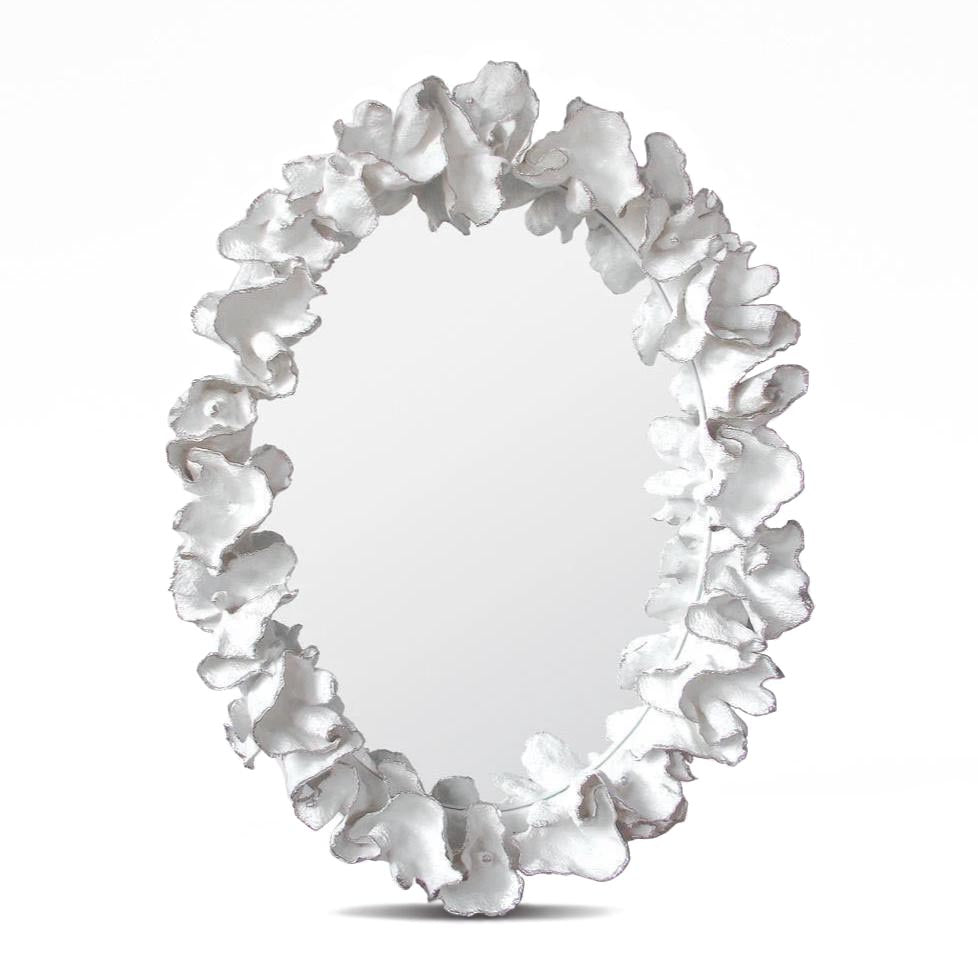 Made Goods Coco Mirror White with Silver Faux Coral oval mirror