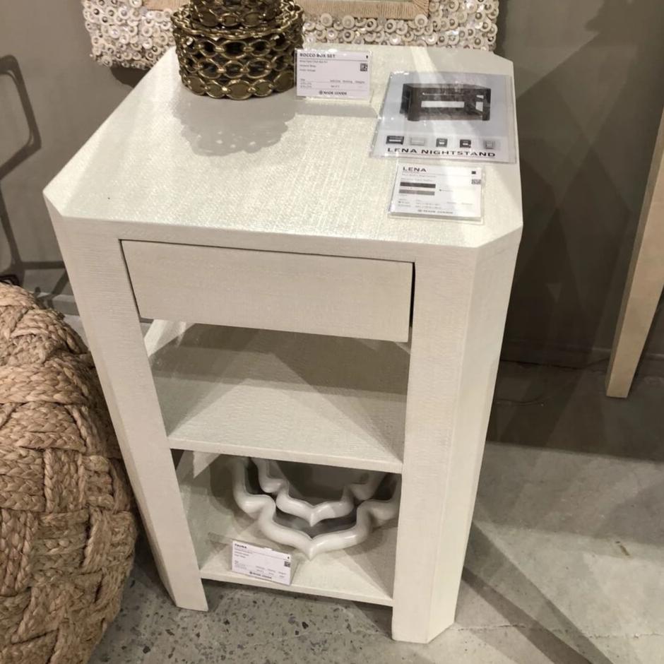 Made Goods Lena Single Nightstand Pristine Faux Raffia CLAYTON GRAY HOME
