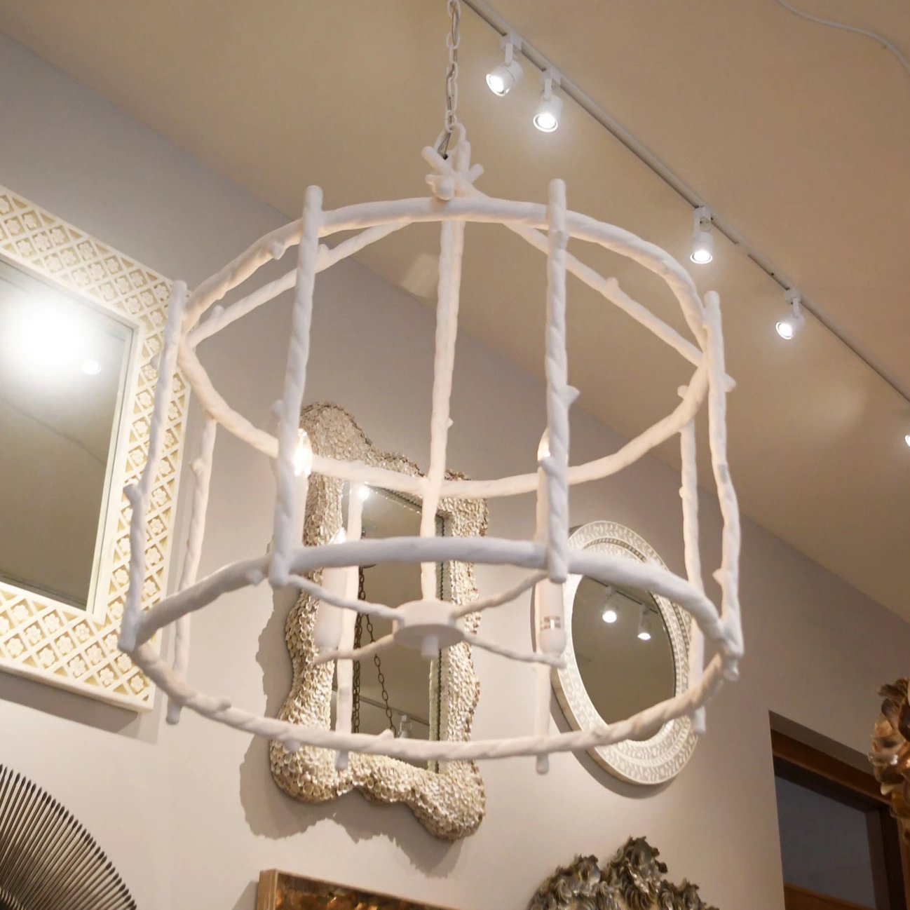 made goods trina twig chandelier round white metal pendant hanging light fixture
