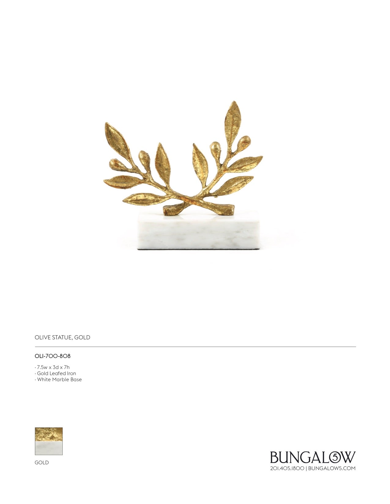 Bungalow 5 Olive Statue Gold Tearsheet