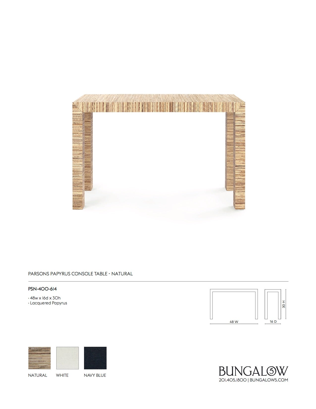 Bungalow 5 Parsons Console Table Natural Tearsheet