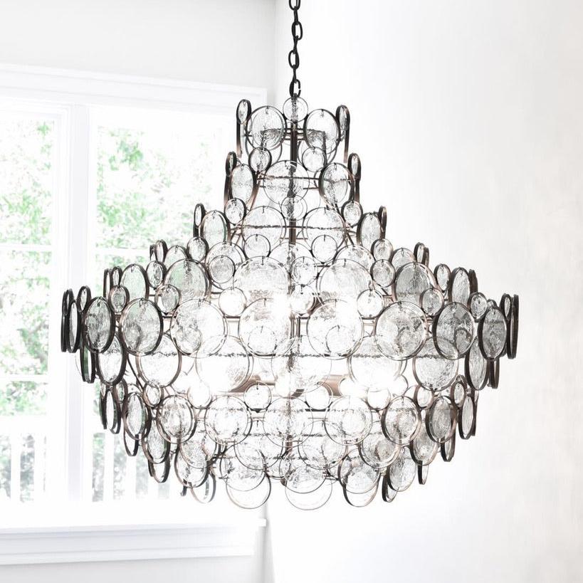 Currey and Company Galahad Chandelier Bronze and Glass CLAYTON GRAY HOME