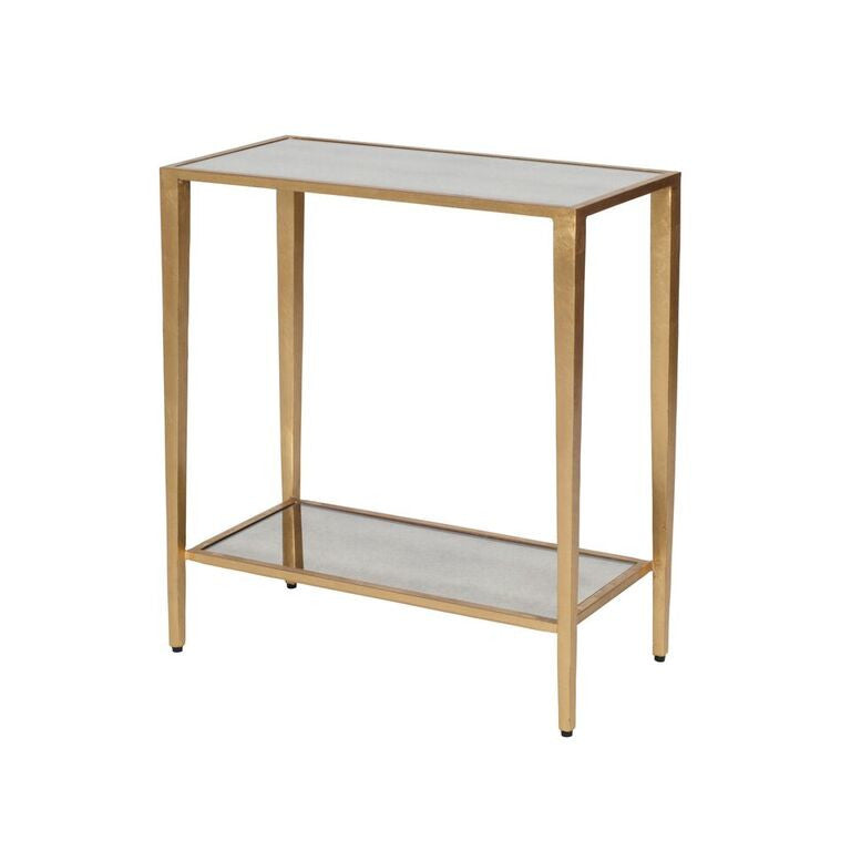 worlds away joyce side table gold leaf mirrored shelves WA JOYCE G Joyce Side Table Gold Leaf furniture side table glass