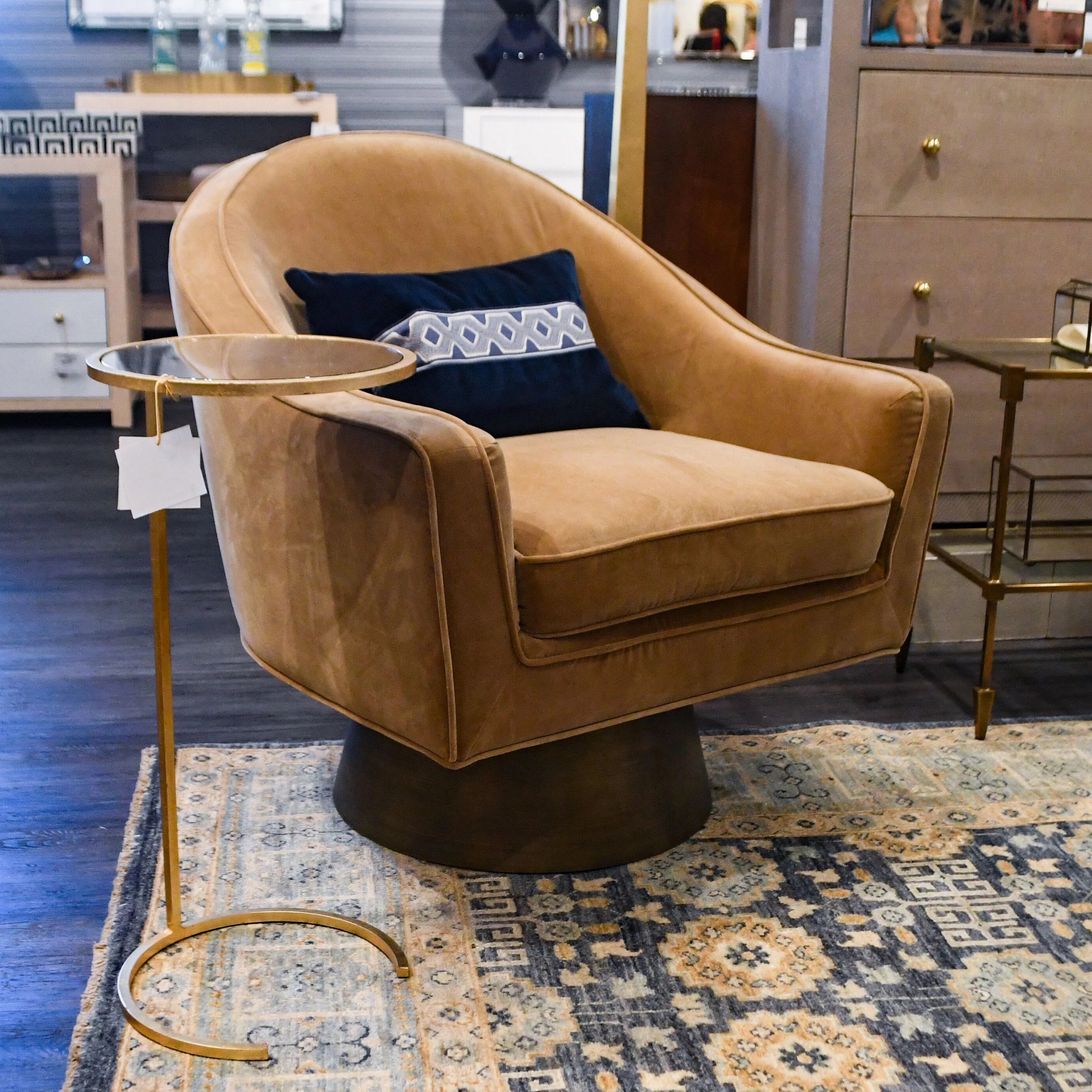 Camel velvet clearance chair