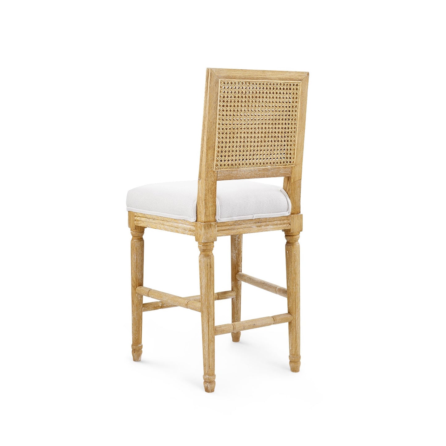 annette counter stool limed oak linen back bar stool caning back view