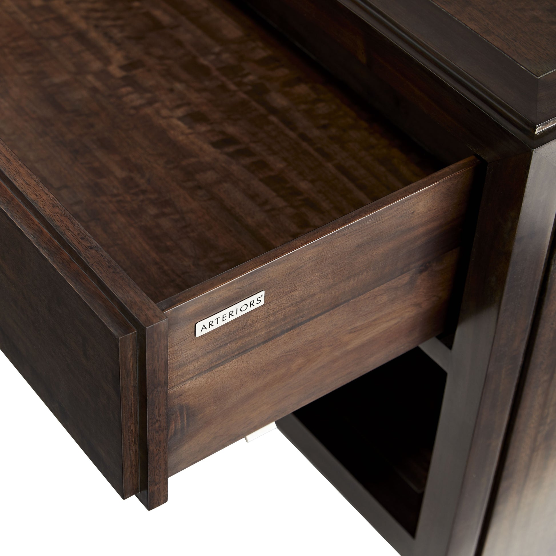 arteriors ethan end table drawer open
